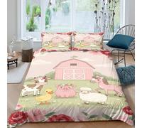 Farm animalsSet Di Copripiumino ultra microfibra 3 pezzi motivo 3D con cerniera Cute cartoon style copripiumino con federa traspirante ultra morbido e traspirante for bambini Super king（260x220cm）