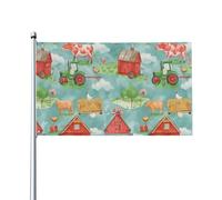 Farm Cow And Chicken Bandiere Resistente Alle Intemperie Bandiera Durevole Bandiera Da Giardino Per Interno Esterno Festival Decorazione 90X150Cm