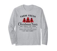 Farm Fresh Christmas Plaid Trees Rustic Holidays Winter Xmas Maglia a Manica