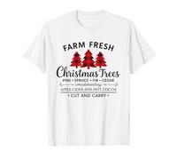 Farm Fresh Christmas Plaid Trees Rustic Holidays Winter Xmas Maglietta