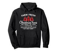 Farm Fresh Christmas Trees Plaid Tree Rustic Farmhouse Xmas Felpa con Cappuccio
