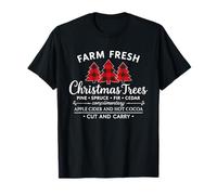 Farm Fresh Christmas Trees Plaid Tree Rustic Farmhouse Xmas Maglietta