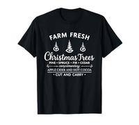 Farm Fresh Christmas Trees Retro Rustic Farmhouse Xmas Maglietta