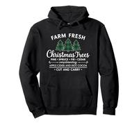 Farm Fresh Christmas Trees Vintage Plaid Tree Farmhouse Xmas Felpa con Cappuccio