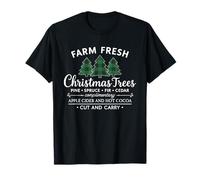 Farm Fresh Christmas Trees Vintage Plaid Tree Farmhouse Xmas Maglietta