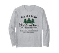 Farm Fresh Christmas Trees Vintage Plaid Tree Rustic Holiday Maglia a Manica