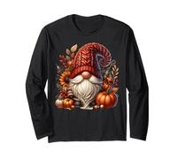 Farm Fresh Pumpkin GNOME Women Men Cute Thanksgiving Fall Maglia a Manica