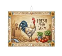 Farm Fresh - Tappetino scolapiatti per bancone della cucina, tappetino assorbente per scolapiatti rustico a forma di pollo, tappetino in microfibra Spring Country per proteggere bar, 45 x 61 cm