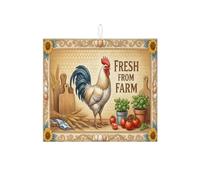 Farm Fresh - Tappetino scolapiatti per bancone della cucina, tappetino assorbente per scolapiatti rustico a forma di pollo, tappetino in microfibra Spring Country per proteggere bar, 40,6 x 45,7 cm