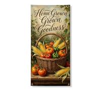 Farm Fresh Vegetable Door Cover Banner Decorativo, Rustico Harvest Basket Design Front Door Decor, Indoor Outdoor Autunno Festival Forniture 91 x 182 cm