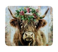 Farm Highland Cow with Wreath Tappetino per Mouse Comodo Mousepad Piccolo Mouse Pad per Pc Accessori Scrivania Gaming 25X30Cm