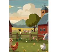 Farm Life Notebook for Kids - Graph Paper, 110 Pages - Cute Tractors, Animals & Countryside Design - School & Drawing Book: Red Tractor and Farm ... for Boys & Girls Who Love Farms and Nature