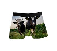 Farm Mucca Prato di Bestiame Uomo Boxer Slip Uomo Supporto Biancheria Intima Elasticizzata Vita Bassa Boxer Trunks, Colore unico, L