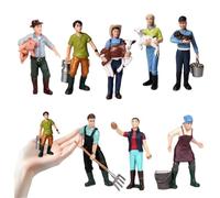 Farm Playset con 8 Pezzi Figurine per Le Persone Agricoltori, Set di Fattoria per la Scena Reale con Figurine in Miniatura Fai -da -Te realistica per la Decorazione del Desktop, Regalo per Ragazzi e