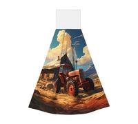 Farm Red Tractor Hangable asciugamano portatile, velluto super assorbente asciugamano da cucina, asciugamano per bambini adulti bagno cucina appeso asciugamano