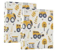 Farm Rice Tractor giallo 1 e mezzo pollice raccoglitore a tre anelli con tasche confezione da 1/2 raccoglitori assortiti con copertina rigida