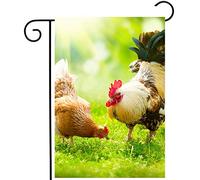 Farm Rustic Rooster Chickens Cock Hens In Sunlight Grass Summer Spring Bandiere Durevole Bandiere Verticale Robuste Bandiera Da Giardino Per Decorazione Esterno Prato 30X45Cm