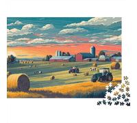 Farm Scene with Tractors Puzzle Impossible 1000Pcs Decorazione Per La Casa. Rilassamento E Intelligence Per Adulti E Bambini Da 12 Anni 38x26cm/1000pcs