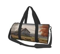 Farm with Deer Borse da viaggio di grande capacità e borse sportive maniglie ad anello nella parte superiore borse del fine settimana e borse rotonde possono essere utilizzate sia da uomini che da