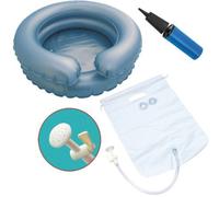farmacare Set lavatesta completo basic contenitore rotondo lavatesta gonfiabile + pompa gonfiaggio + sacca per contenere acqua + doccia con rubinetto
