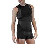 FarmaMed Ecodrytech Smanicato Canotta Uomo, Intimo Traspirante, Seamless, Antiodore, Antibatterico, 100% Made in Italy, Colore Nero, Taglia M-L