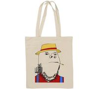 Farmer Wojack Funny Sketch Meme Borsa tote in cotone naturale bianco
