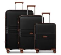Farmhood Eco Edition - Set di 3 custodie rigide sostenibili | Trolley con piega espandibile di 6 cm | Materiale robusto e leggero, 4 ruote doppie e lucchetto TSA | Uomo e Donna, Nero , Kofferset (3