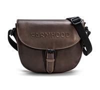 FARMHOOD Nashville Borsa a tracolla da donna in pelle con molti scomparti | tracolla larga e regolabile in lunghezza | Crossbody Bag 25 cm, marrone scuro, Einheitsgröße