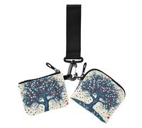 Farmhous Tree - Portafogli da donna per il 4 luglio per il giorno dell'indipendenza, porta biglietti da visita alla moda, con portachiavi, confezione da 2, albero di fattoria 4 luglio Giorno