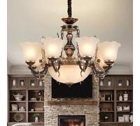 Farmhouse Black And Gold Mid Century Chandelier Dining Milk Glass Flower Hanging Pendant Light Kitchen Island Vintage Rustic Industrial Ceiling Lamp for Bedroom Living Room