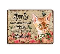 Farmhouse Cat Targa in latta Angels Don't Always Have Wings Somethings They Have Whiskers Targa in alluminio per casa del gatto 30,5 x 40,6 cm cartello da parete resistente alle intemperie decorazione