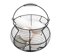 Farmhouse Egg Basket - Vintage Storage Rack, Portable Handle, Sturdy Wire Construction | Kitchen Picnic Harvest, Garden Easter Fruit Vegetable, Perfect for Home Counter Decoration Daily Storage