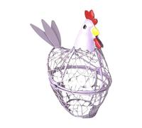 Farmhouse Hen Shaped Egg Basket | Iron Wire, 19x17x7.5cm, Rustic Black | Decorative Kitchen Counter Storage For Eggs, Fruit Or Bread | Vintage Chicken Wire Holder For Home Decor