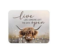 Farmhouse Highland Cow Live Like Someone Left The Gate Open Tappetini Mouse Bordo Cucito Mousepad Antiscivolo Tappetino Mouse per Gioco Lavoro Laptop 25X30Cm