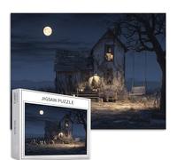 Farmhouse in The Moonlight - Puzzle da 1000 pezzi per adulti, scheletro, arte del cortile anteriore, puzzle impegnativo per attività familiari, colorato, fai da te, per decorazioni per la casa, regali