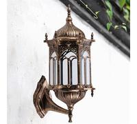 Farmhouse Porch Sconce Lighting Waterproof Outdoor Patio Wall Light Fixture Large Black Exterior Wall Lantern with Glass Shade Modern Wall-Mounted Outside Lights for House Porch Garage Doorway(Brass)