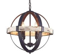 Farmhouse Round Ceiling Light Chandeliers V-intage Metal and White Finish, Chandelier,4 Lights Hanging Light Fixtures Ceiling, luce led soffitto