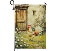 Farmhouse Rustic Rooster Soft Cream Chicken Spring Summer Bandiere Verticale Resistente Alle Intemperie Flag Robuste Bandiera Da Giardino Per Decorazione Prato Casa 30X45Cm