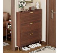 Farmhouse Shoe Storage Cabinet with 3 Flip Doors Narrow Entryway for Front Door Foyer Hallway Space-Saving Shoe Rack Stylish Home Decor