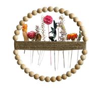 Farmhouse Style Wall Decor, Rustic Bead Wreath, Handmade Decorative Wreath, 32 x 32 x 2 cm, Round Decorative Wreath Ideal for Adding a Touch of Rustic Charm to Your Home Wall