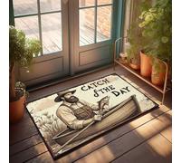 Farmhouse - Tappetini da bagno vintage con scritta "Catch of the Day", zerbino per interni e porta d'ingresso, tappetino di benvenuto per esterni (40 x 60 cm)