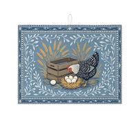 Farmhouse - Tappetino scolapiatti a forma di gallina, assorbente, in microfibra, per proteggere il bancone della cucina, 45,7 x 61 cm
