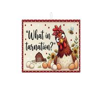 Farmhouse - Tappetino scolapiatti a forma di pollo, in microfibra, per proteggere il bancone della cucina, 40,6 x 45,7 cm