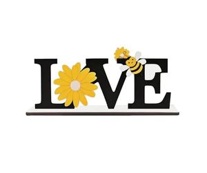 Farmhouses - Cartello in legno con girasoli e api, per casa o ufficio, decorazione da tavolo con api e girasoli