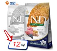 Farmina N&D Ancestral Grain Adult Medium/Maxi Agnello e Mirtillo 12 kg - Croccantini per cani - 1° ORDINE? scegli lo sconto BZR5 / BZR20 + 200 punti fedeltà