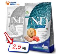 Farmina Dog N&D Ocean Adult Mini Salmone Merluzzo e Melone - Farmina Dog N&D Ocean Adult Mini Salmone Merluzzo e Melone - Sacco Da 2,5 Kg