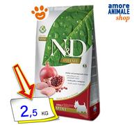 Farmina Dog N&D Prime Adult Mini Grain Free Pollo e Melograno - Sacco Da 2,5 Kg