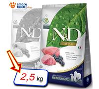 Farmina Dog N&D Prime Grain Free -Adult Medium/Maxi → Agnello e Mirtillo 2,5 kg