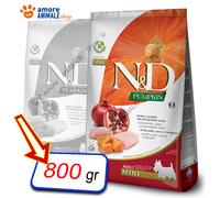 Farmina Dog N&D Pumpkin Adult Mini Pollo Zucca e Melograno - Farmina Dog N&D Pumpkin Adult Mini Pollo Zucca e Melograno - Sacco Da 800 Gr