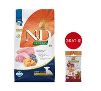 FARMINA N&D GF Pumpkin Lamb & Blueberry Puppy Mini 2,5 kg per cuccioli di piccola taglia + FARMINA N&D Pumpkin Dental Treat Chicken & Pomegranate Mini 60 g (7 pezzi) GRATIS!